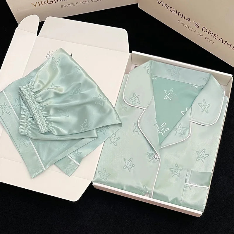 2 Piece Satin Short Pajamas Set