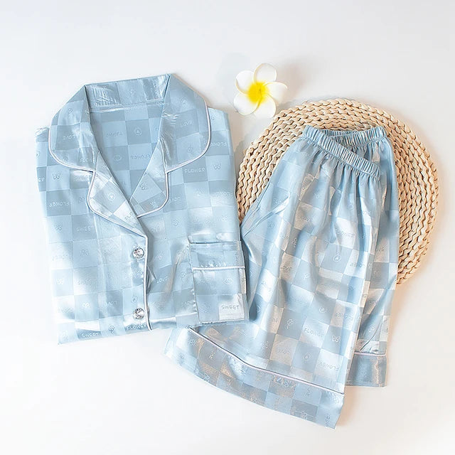 2 Piece Satin Short Pajamas Set
