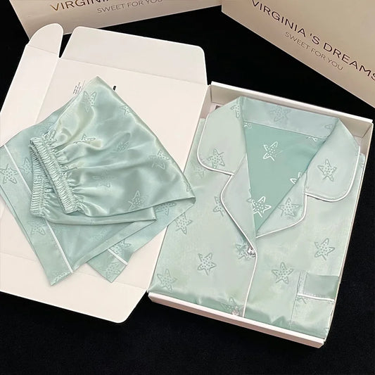 2 Piece Satin Short Pajamas Set