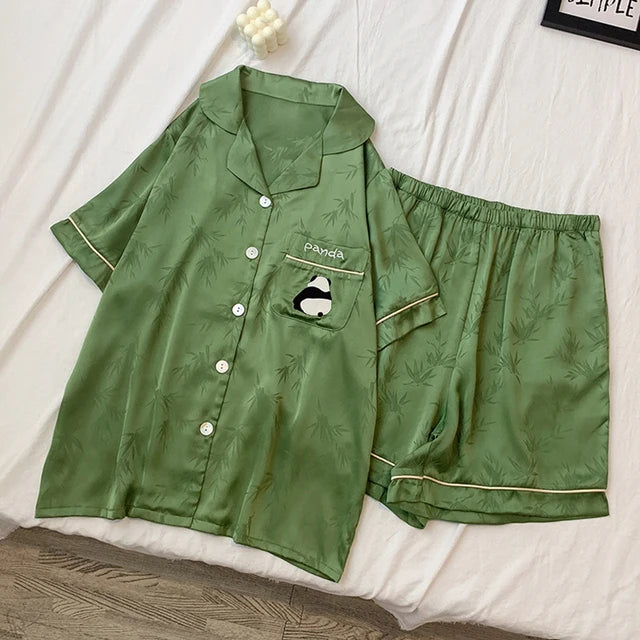 2 Piece Satin Short Pajamas Set