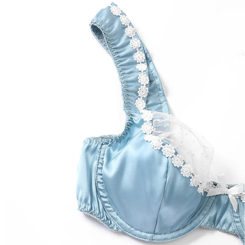Blue Satin Lingerie Set