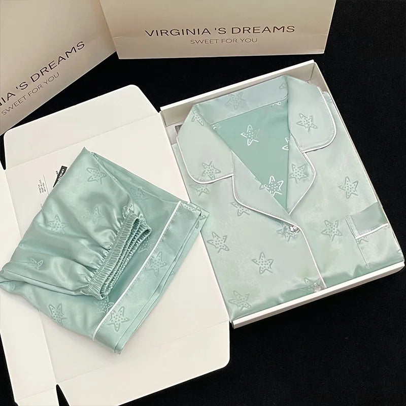 2 Piece Satin Short Pajamas Set